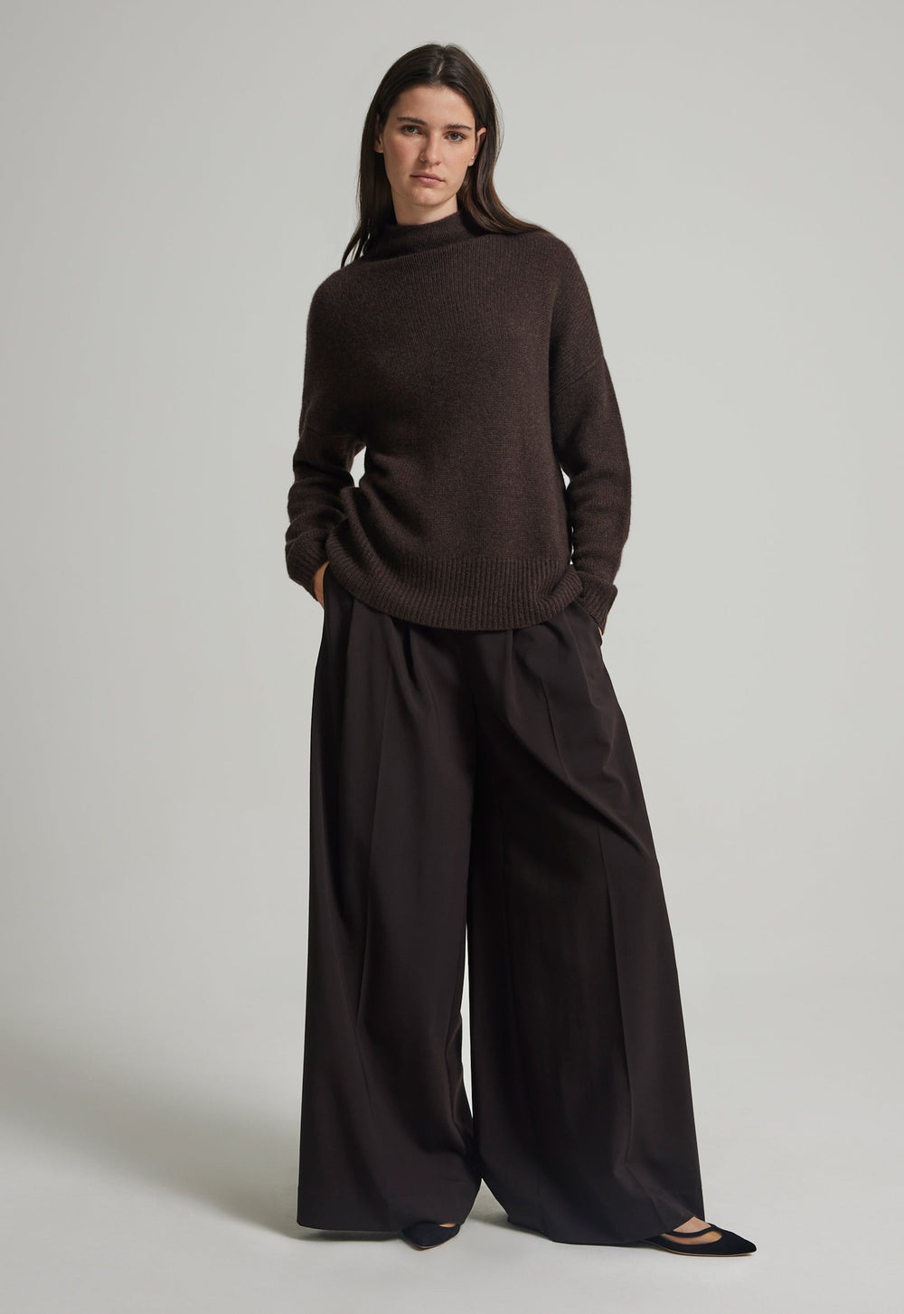 Jac+Jack MAISON WOOL PANT in Chocolate Pepper